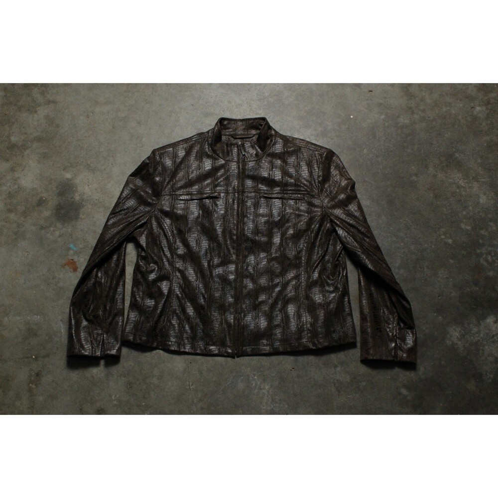 Vintage 90s Erin London Light Weight Brown Faux Snake Skin Jacket - Petite XL